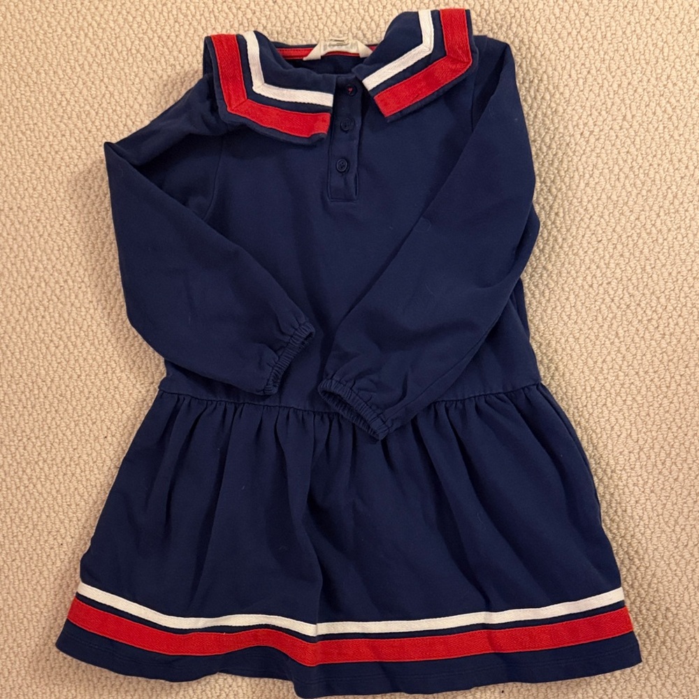 Boden Navy Sailor Dress with Red and White Accents